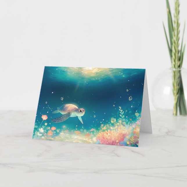 Sea Turtle in a Radiant Reef Card (Front)