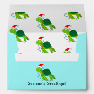 Sea Turtle in a Santa Hat Ocean Christmas Holiday  Envelope