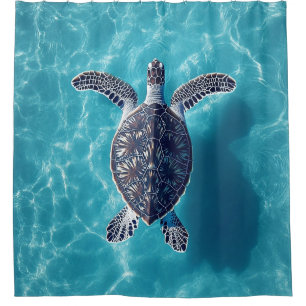 Sea Turtle in Beautiful Blue Water Shower Curtain