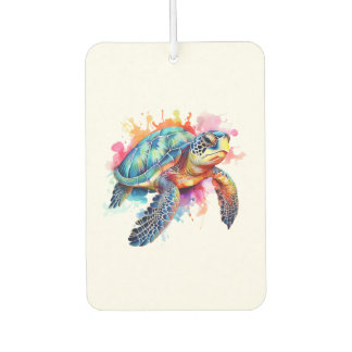 Sea Turtle in Colorful Watercolor Car Air Freshener