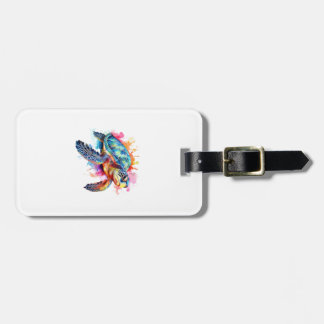 Sea Turtle in Colorful Watercolor Luggage Tag