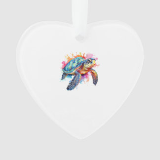 Sea Turtle in Colorful Watercolor Ornament