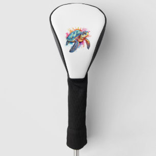 Sea Turtle in Colourful Watercolor Golf Head Cover