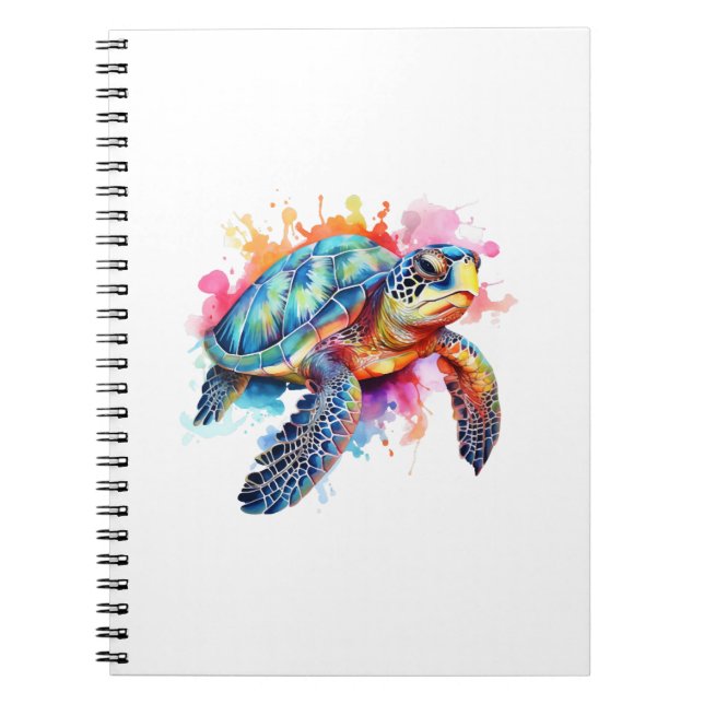 Sea Turtle in Colourful Watercolor Notebook (Front)