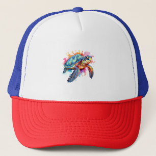 Sea Turtle in Colourful Watercolor Trucker Hat
