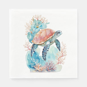 Sea Turtle in Coral Reef  Napkin