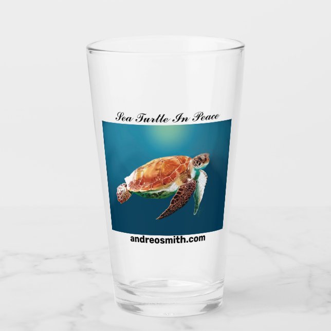 Sea Turtle In Peace - Drinking Glass (Front)