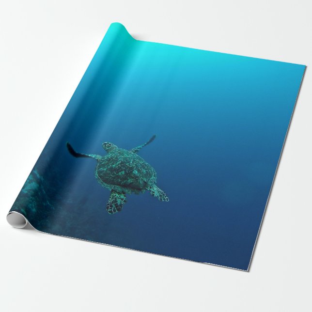 SEA TURTLE IN WATER WRAPPING PAPER (Unrolled)
