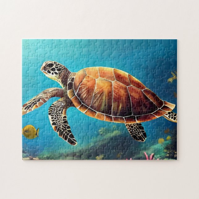 Sea Turtle in Watercolor Jigsaw Puzzle (Horizontal)