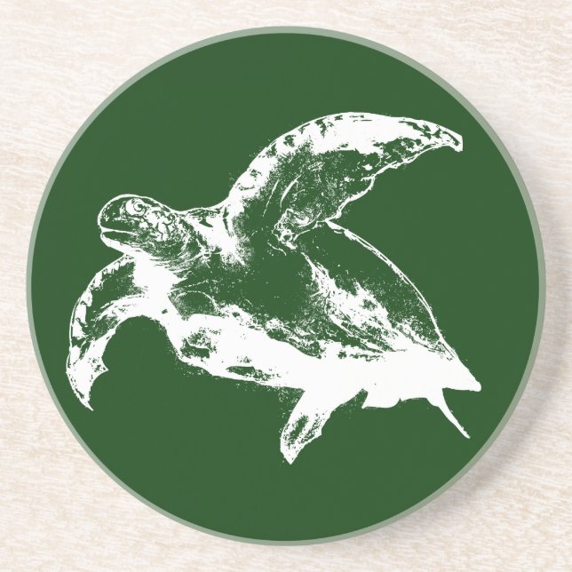 Sea Turtle in White Coaster (Front)