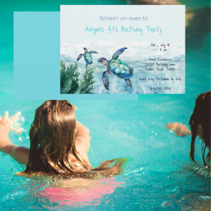 Sea Turtle Kid's Birthday Party Invitation