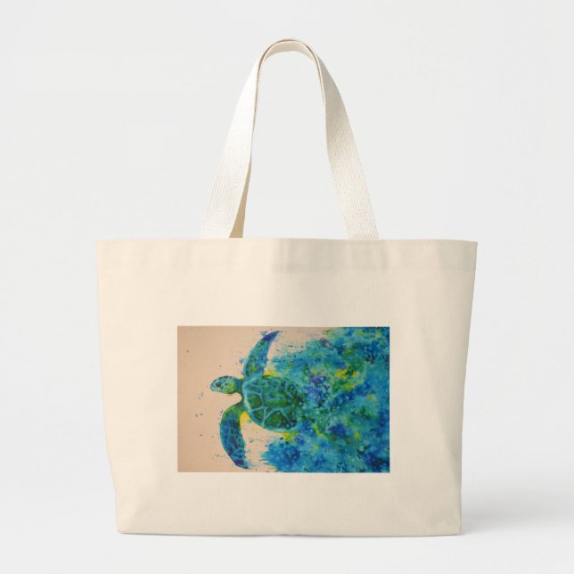 sea turtle large tote bag (Front)