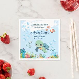 Sea Turtle Little Hatchling Baby Shower Cocktail Napkin