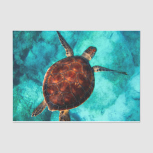 Sea Turtle Loggerhead Diving Decoupage Tissue Paper