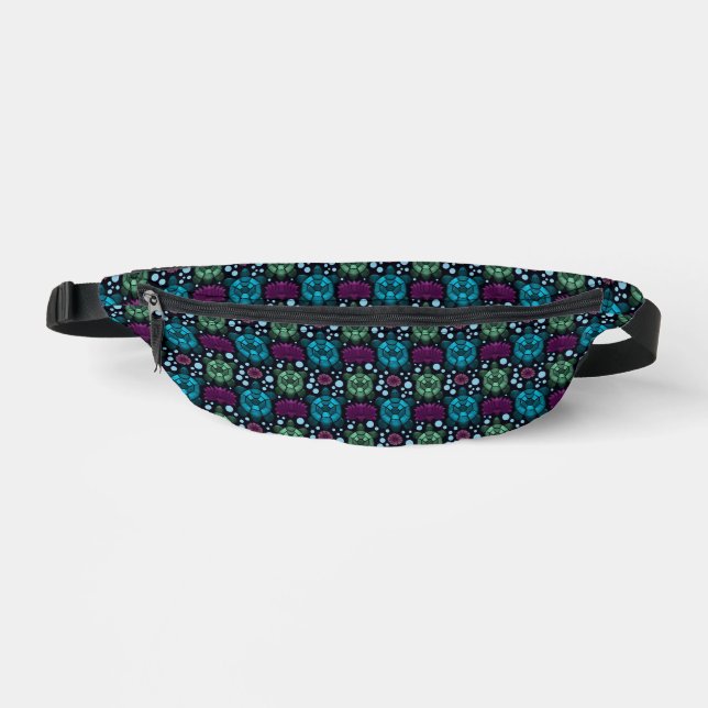 Sea Turtle & Lotus Flower Pattern  Bum Bags (Front)