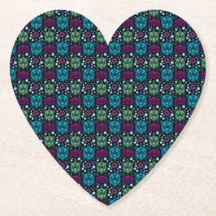 Sea Turtle & Lotus Flower Pattern  Paper Coaster