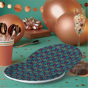 Sea Turtle & Lotus Flower Pattern  Paper Plate