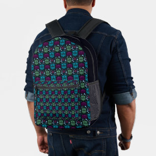 Sea Turtle & Lotus Flower Pattern Printed Backpack