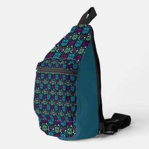 Sea Turtle & Lotus Flower Pattern Sling Bag