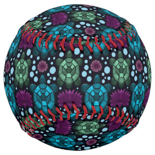 Sea Turtle & Lotus Flower Pattern  Softball