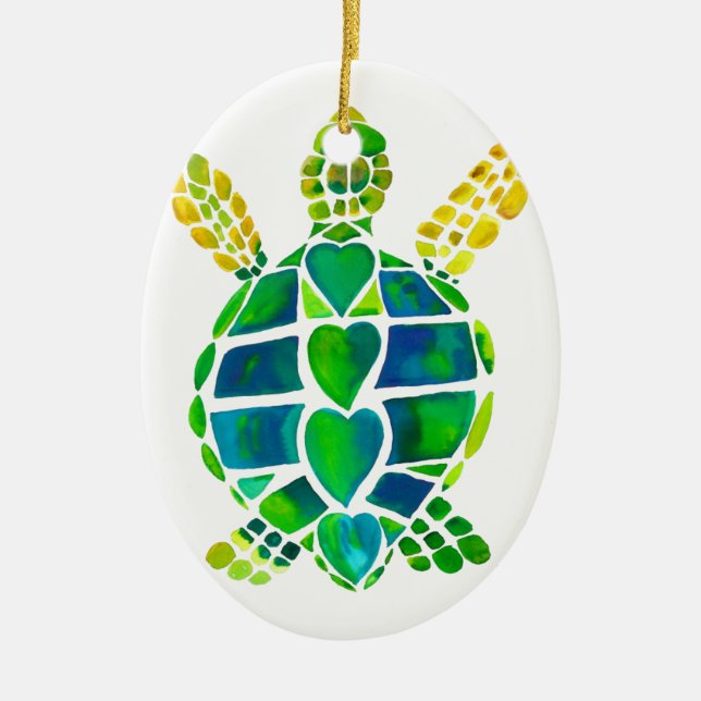 Sea Turtle Love Collection Ceramic Tree Decoration (Front)