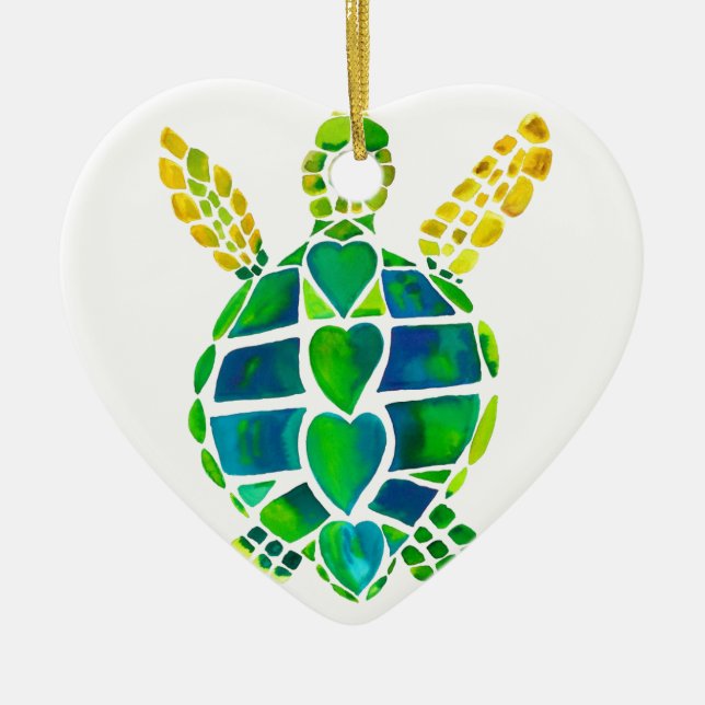 Sea Turtle Love Collection Ceramic Tree Decoration (Front)