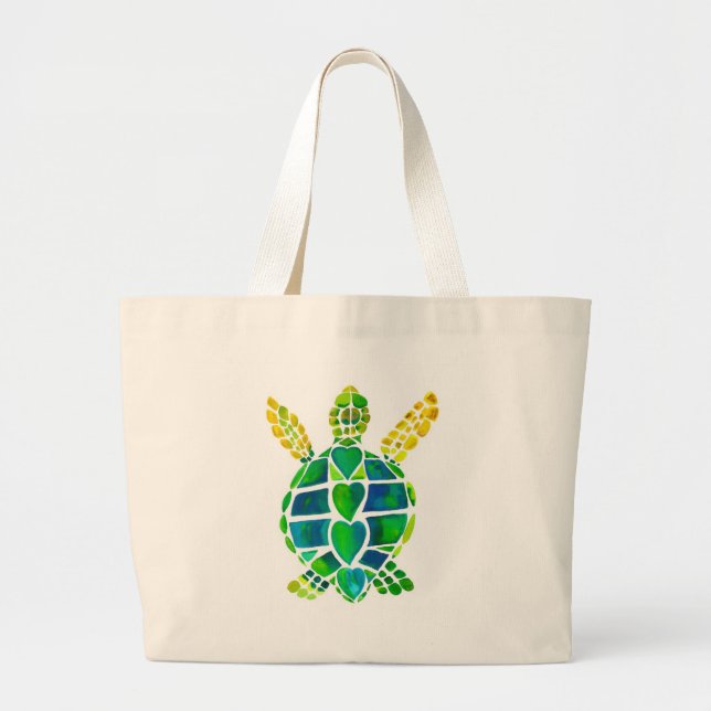 Sea Turtle Love Collection Large Tote Bag (Front)