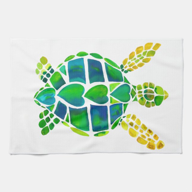 Sea Turtle Love Collection Tea Towel (Horizontal)