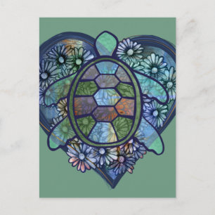 Sea turtle love postcard