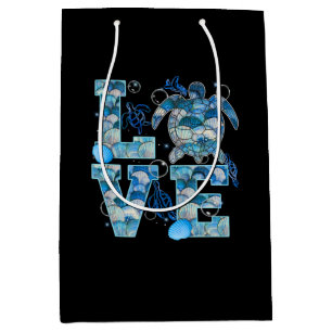 Sea Turtle Love Shirt Ocean Beach Animal Lovers Medium Gift Bag