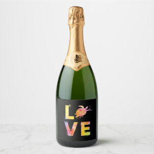 Sea Turtle Love Sparkling Wine Label