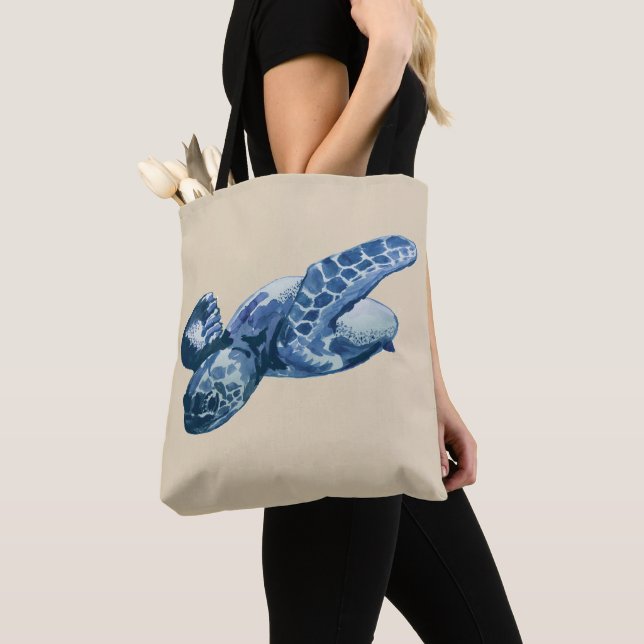 Sea Turtle Lover Beach Tote Bag (Close Up)