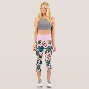 Sea Turtle Lover Gift, Cute Turtle Pattern, Marine Capri Leggings