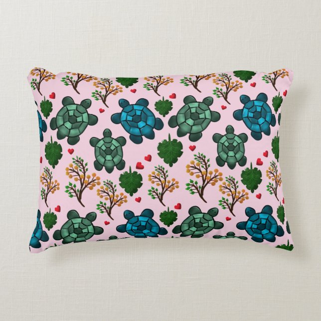 Sea Turtle Lover Gift, Cute Turtle Pattern, Marine Decorative Cushion (Front)