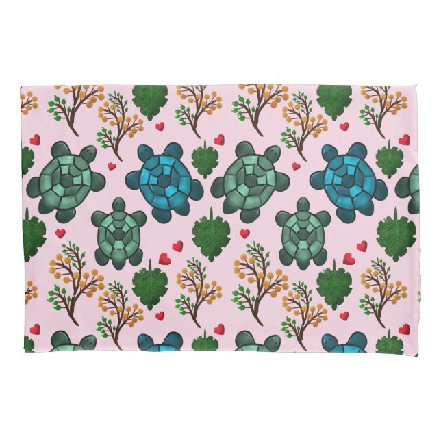 Sea Turtle Lover Gift, Cute Turtle Pattern, Marine Pillowcase (Front)