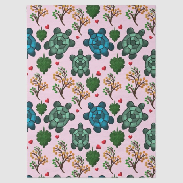 Sea Turtle Lover Gift, Cute Turtle Pattern, Marine Tissue Paper (Front)