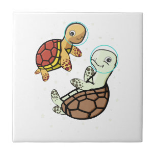 Sea Turtle Lover Kids Space Astronaut Sea Turtle Ceramic Tile