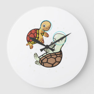 Sea Turtle Lover Kids Space Astronaut Sea Turtle Large Clock