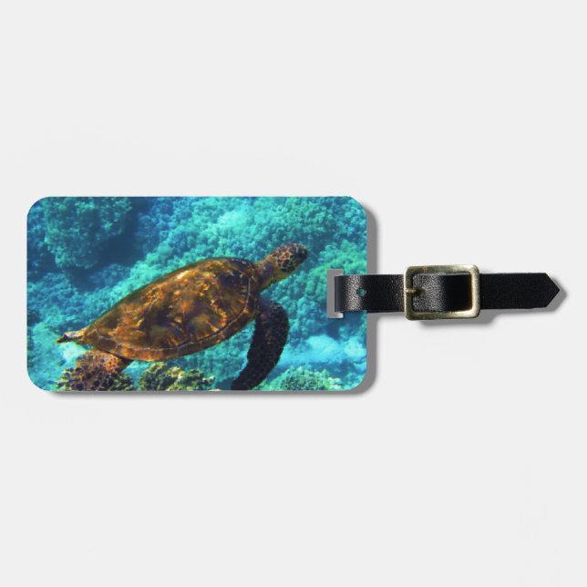 sea turtle luggage tag (Front Horizontal)