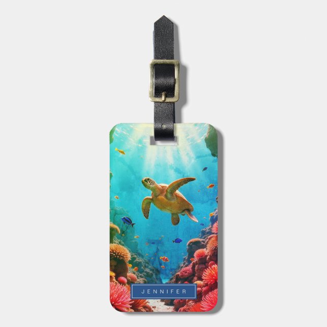 Sea Turtle Luggage Tag (Front Vertical)