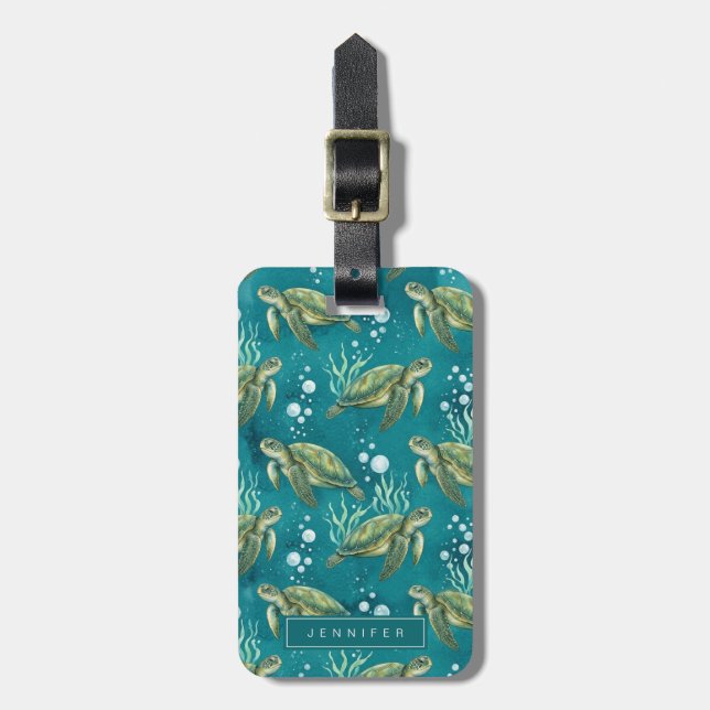 Sea Turtle Luggage Tag (Front Vertical)