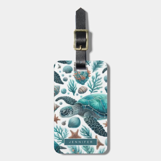 Sea Turtle Luggage Tags (Front Vertical)