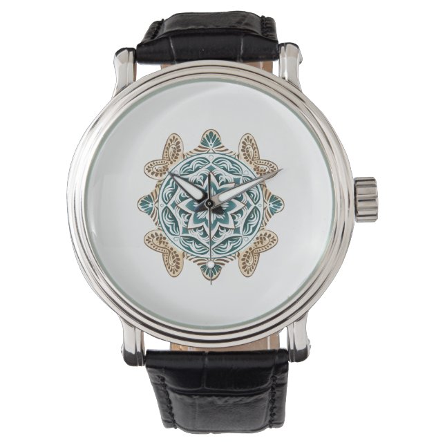 Sea Turtle Mandala Art Watch (Front)