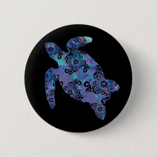 Sea Turtle Mandala Magical Colour Light Art 6 Cm Round Badge