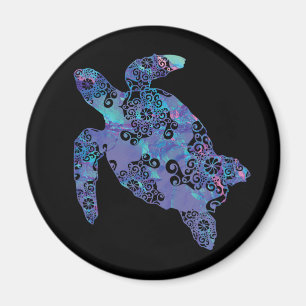Sea Turtle Mandala Magical Colour Light Art Magnet