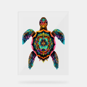 Sea Turtle Mandala Sea Ocean Animal Artwork Boho Acrylic Sign
