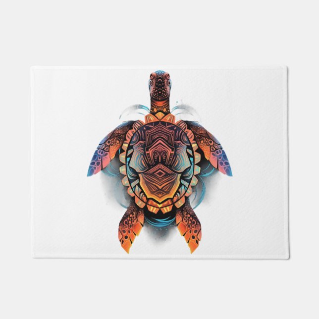 Sea Turtle Mandala Sea Ocean Animal Artwork Boho Doormat (Front)