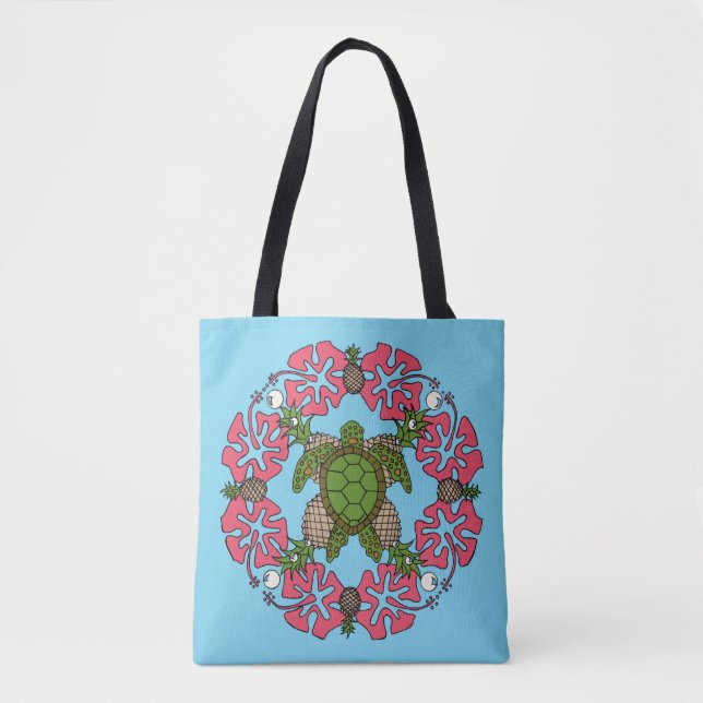 Sea Turtle Mandala Tote Bag (Front)