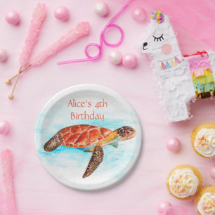 Sea turtle Marine Under the Sea Birthday Paper Plate