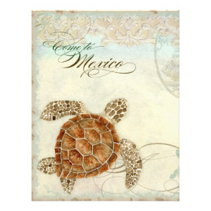 Sea Turtle Modern Coastal Ocean Beach Swirls Style Flyer